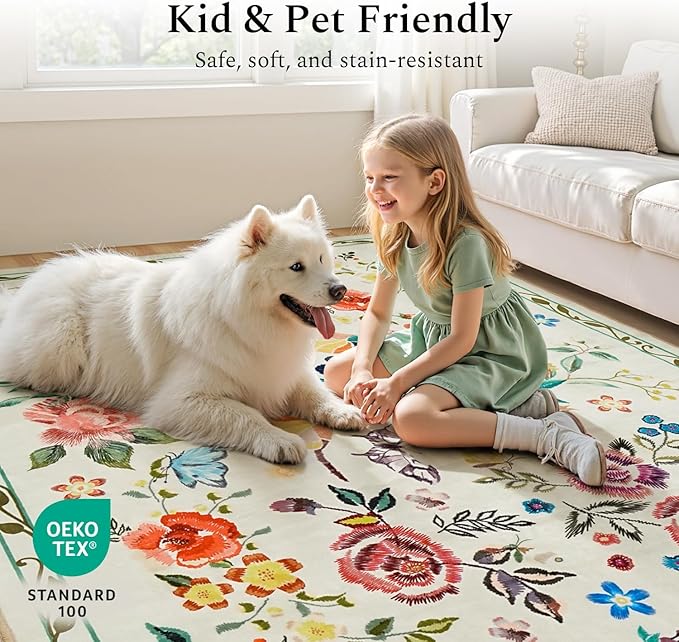 Rugflix 5x7 Washable Area Rug for Living Room, Soft Non Slip Low Pile Carpet - Image 6