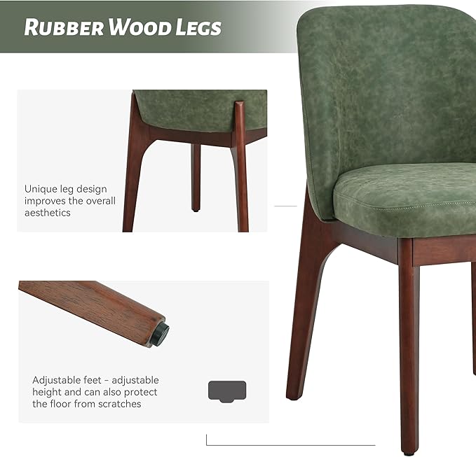 VKNOW Modern Dining Chairs Set of 6, Faux Leather Kitchen Chairs with Wood Le...