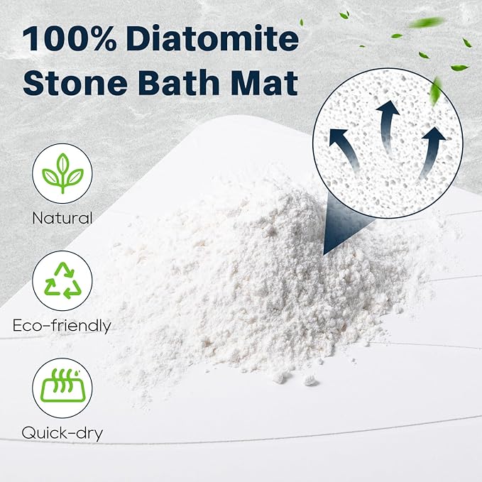 Closefriend Diatomaceous Earth Stone Bath Mat, Quick Dry Non-Slip Super - Image 3
