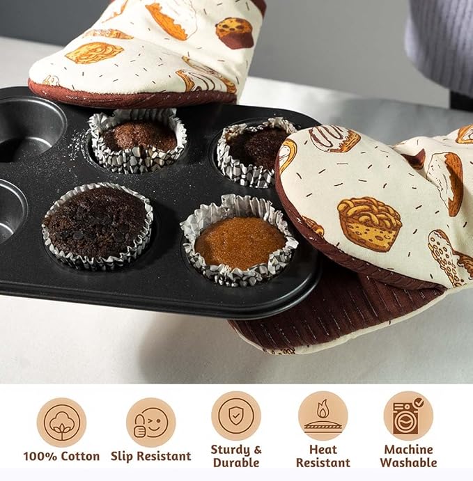 Folkulture Mini Oven Mitts Heat Resistant | Set of 2 Short Oven Mitts - Image 2