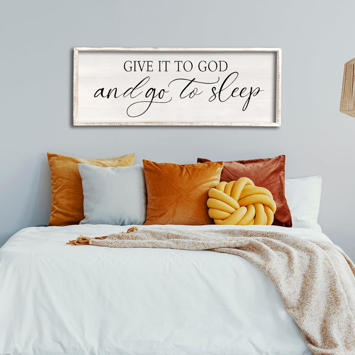 comurdyo Give It To God And Go To Sleep Sign White, 32"×12"