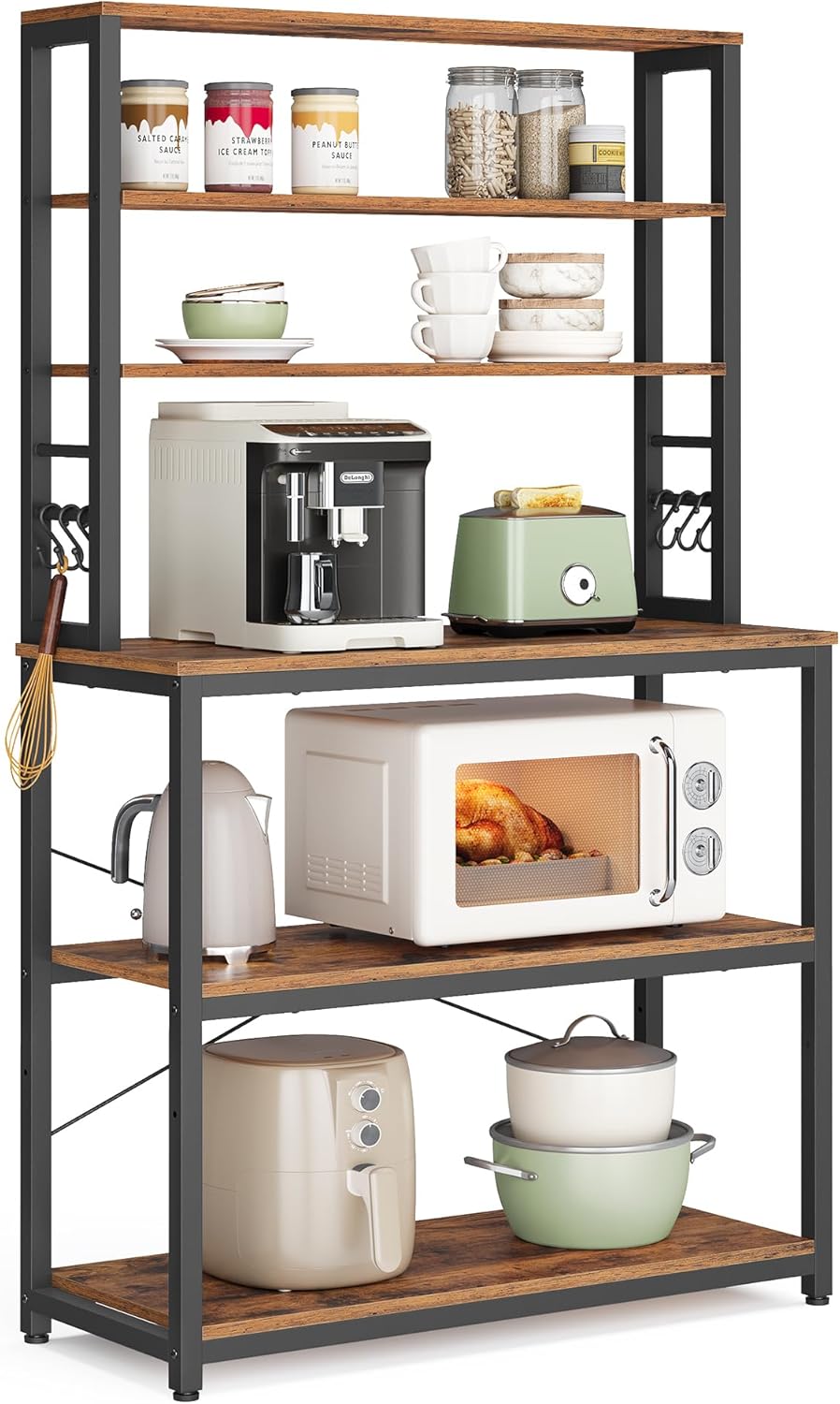 VASAGLE Coffee Bar, 31.5 Inches Baker's Rack for Kitchen with Storage, 6-...