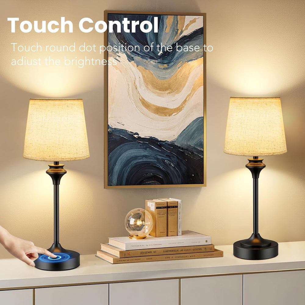 Portables Cordless Table Lamp,Flaxen Fabric Shade Battery Operated Lamp,5200m...