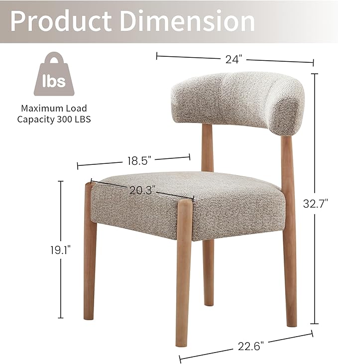 VKNOW Wooden Dining Chairs Set of 4, Modern Upholstered Dining Room Chairs wi...