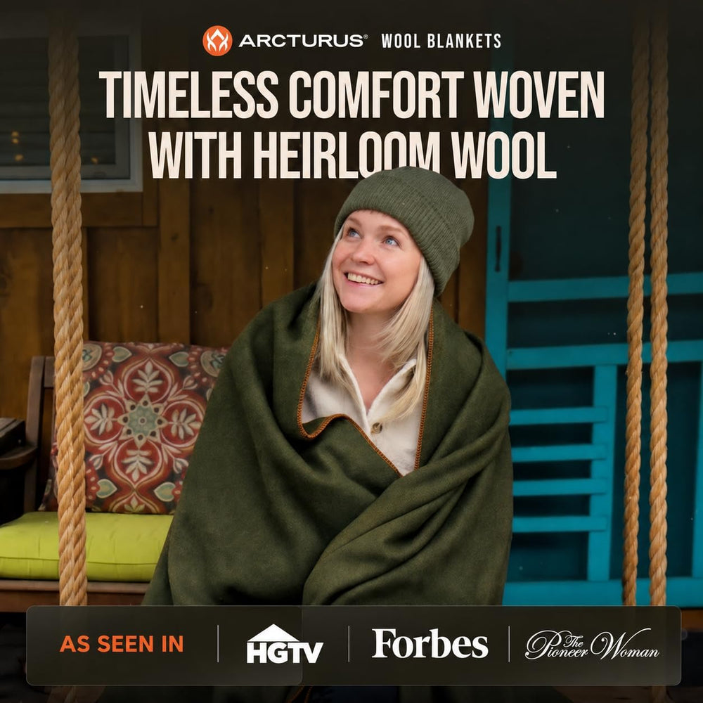 Arcturus Military Wool Blanket - Warm, Thick, Washable - Great for Outdoors, ...