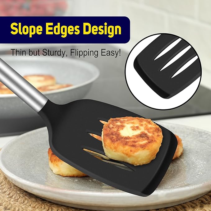 HOTEC Silicone Spatula Set of 2, High Heat-Resistant & BPA-Free Kitchen - Image 6