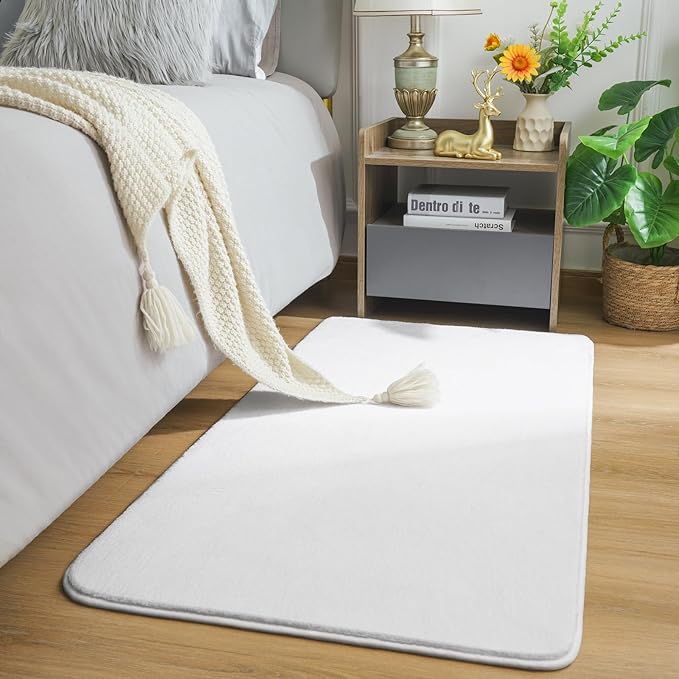 Amearea Modern Washable Runner Rugs, 2x4 Feet White Bedroom Runner Rug - Image 2