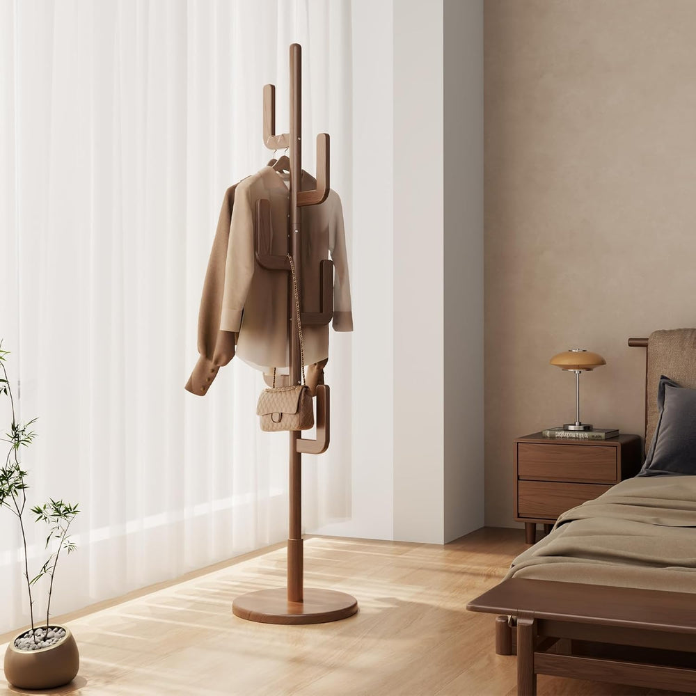 Muwuele Solid Wood Cactus Coat Rack, Freestanding Coat Rack With 6 L-Shaped H...