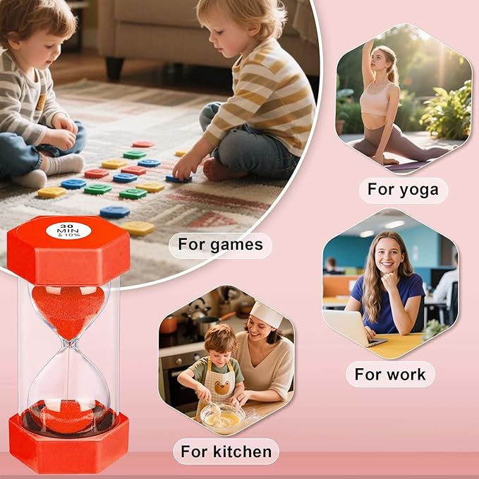 20 Minute Hourglass Sand Timer, Plastic Hexagon Hourglass Sand Clock 20 Min - Image 6