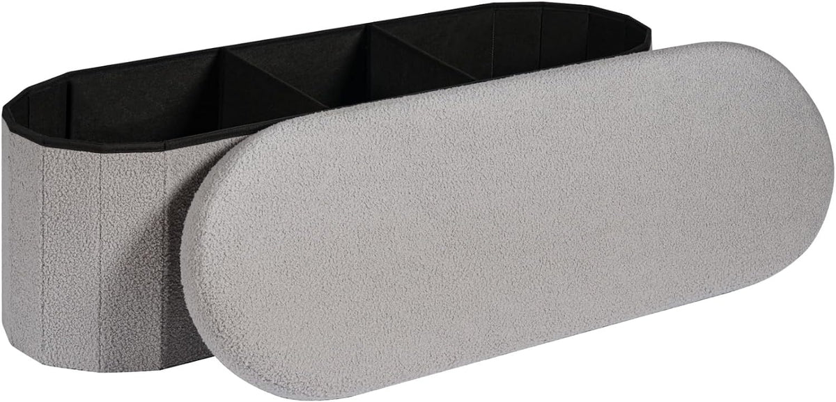 43.3 inches foldable storage ottoman bench, oval footrest, main product view