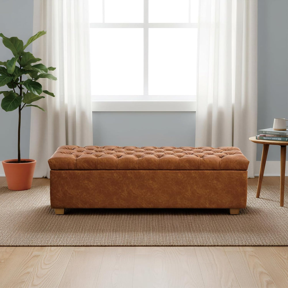 Chifee & Vingol 60" PU Ottoman with Storage Oversized End of Bed Sto...