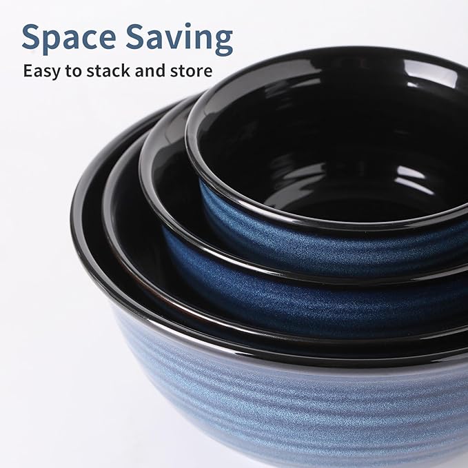 HASENSE Mixing Bowls for Cooking, Ceramic Serving Dishes Set of 4 for Salad - Image 3