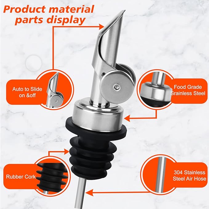 6PCS Liquor Bottle Pourers, Auto Flip Olive Oil Dispenser Spout, Weighted - Image 4