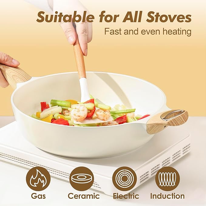 SENSARTE Ceramic Cookware Sets, Pots and Pans Set Non stick, Non toxic Healthy - Image 5