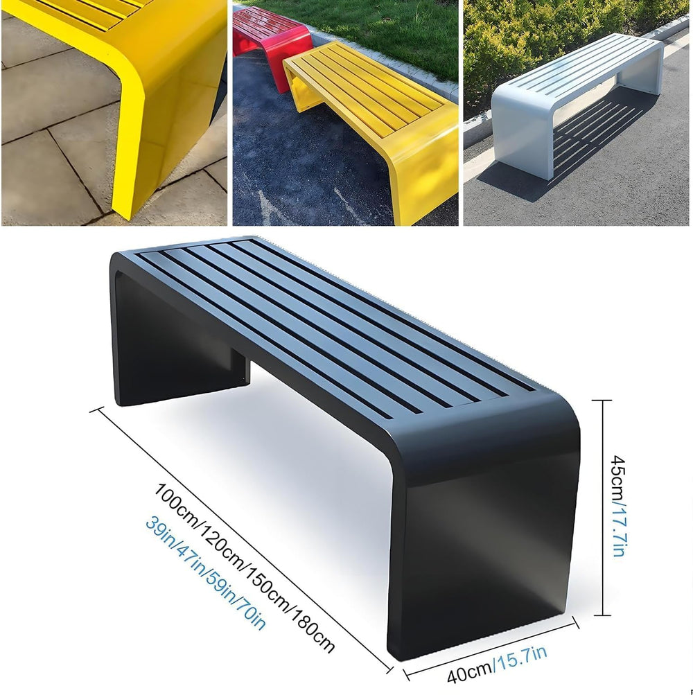 Outdoor Backless Bench,Stainless Steel Garden Patio Porch Bench,Art Deco Allo...
