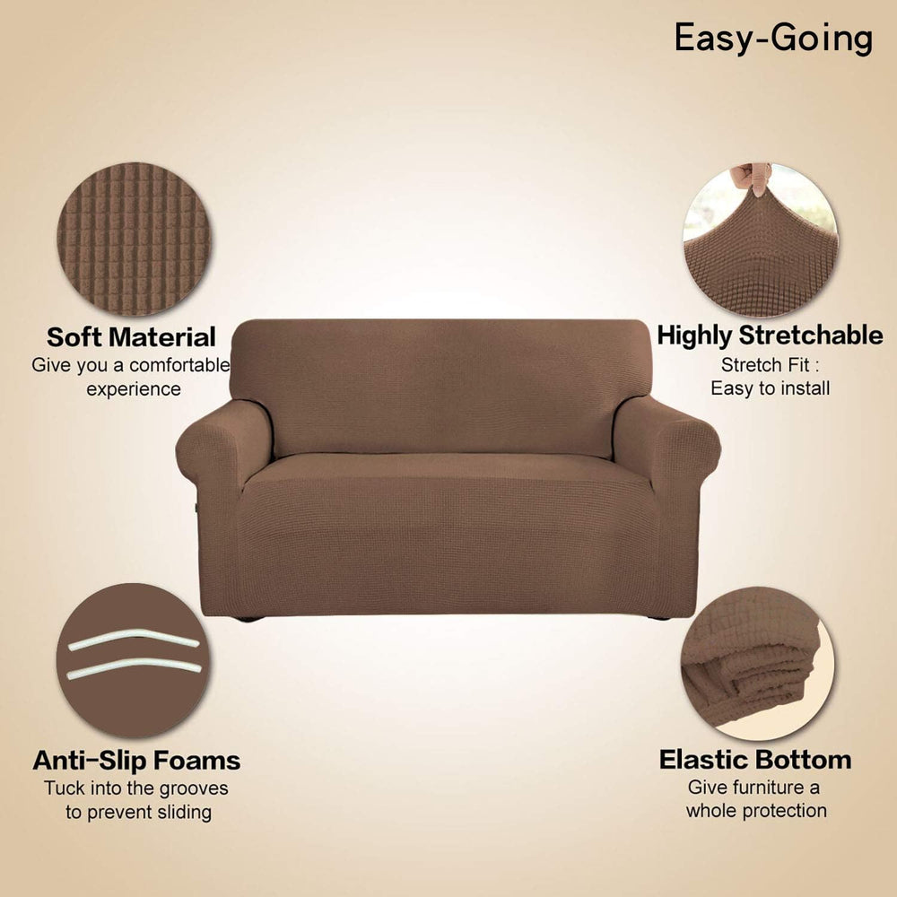 Easy-Going Stretch Oversized Sofa Couch Slipcover Washable Brown