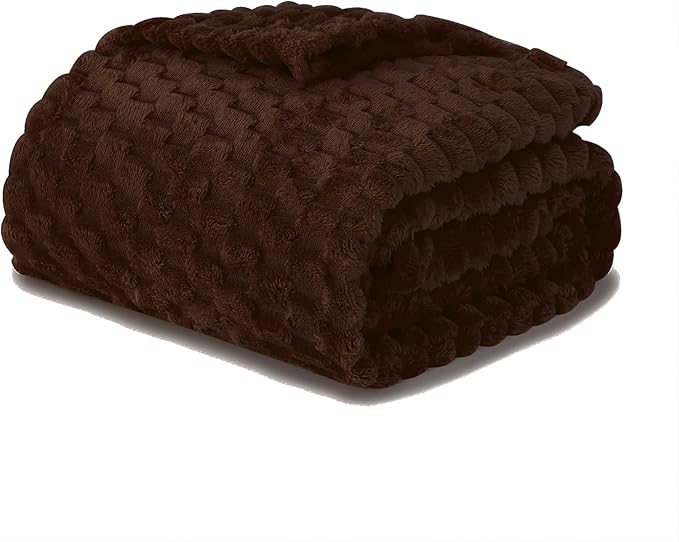 Puncuntex Brown Throw Blanket 50"×60" inches Fuzzy 3D Jacquard Decorative by Puncuntex