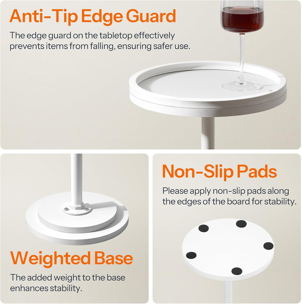 HOOBRO Small Round Side Table, Drink Table, Coffee Martini Table with Pedesta...