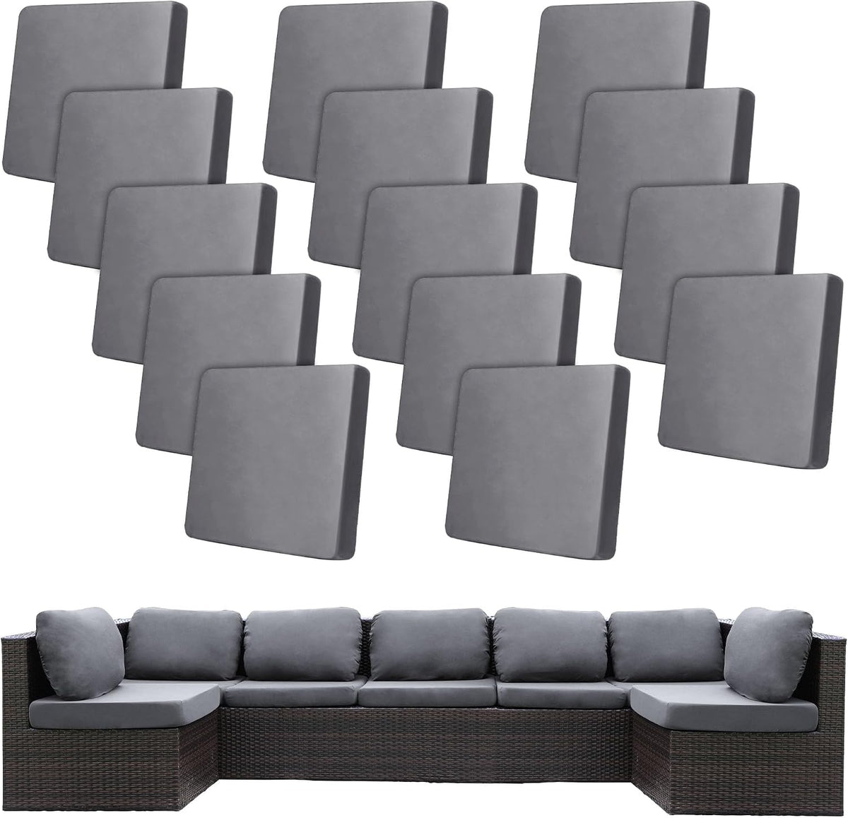 14Pcs Stretch Patio Cushion Covers, Outdoor Couch Covers Replacement, Outdoor