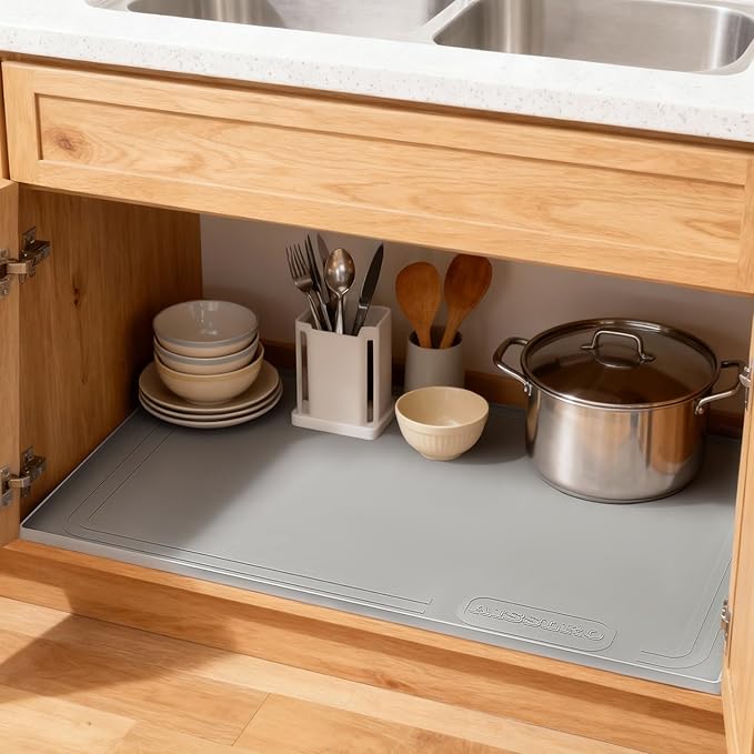 Aisslro Under Sink Mat 22" X 19", Waterproof Silicone Cabinet Organizer - Image 8