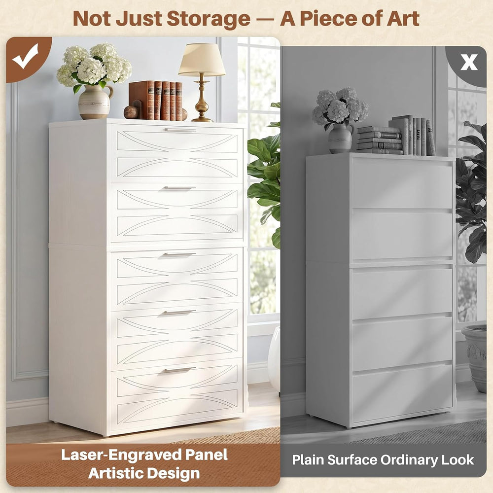 Stackable Dresser for Closet, Wood Closet Storage Drawers, White