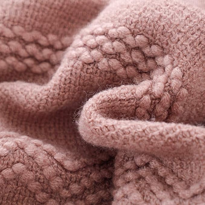 BOURINA Coral Pink Throw Blanket 50x60 Inches Throw Textured Solid Soft Sofa - Image 5
