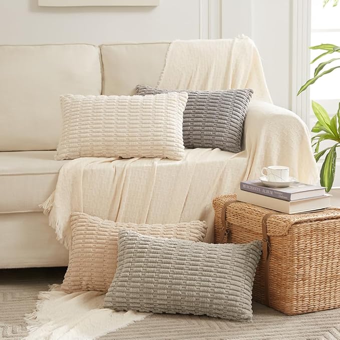 Fancy Homi 4 Packs Tan Decorative Throw Pillow Covers 14x24 Inch - Image 7