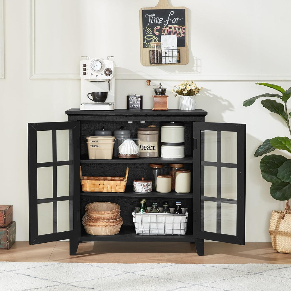 Joaxswe Large Sideboard Buffet Cabinet with Storage, 32" Black Farmhouse...
