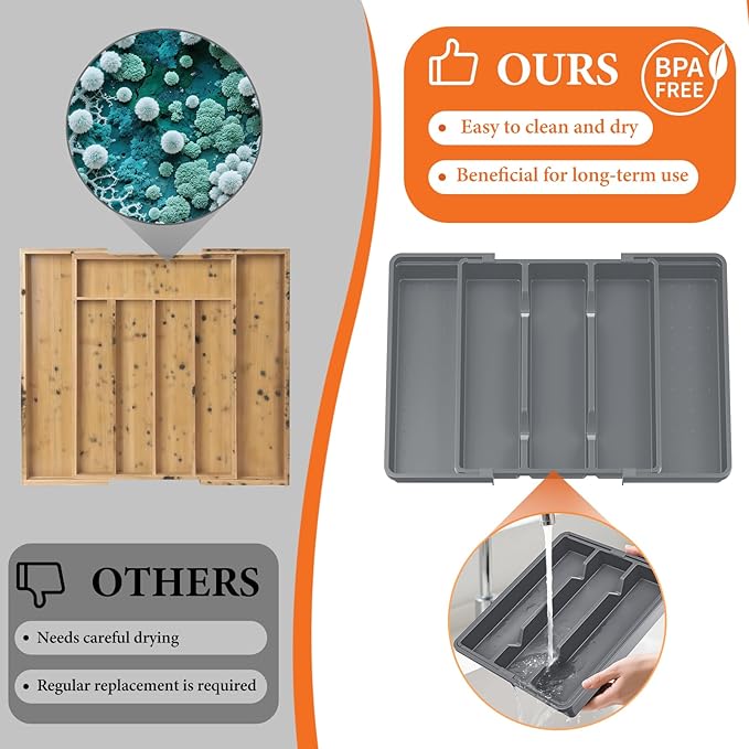 Silverware Organizer, Expandable Utensil Drawer Organizer - Image 4