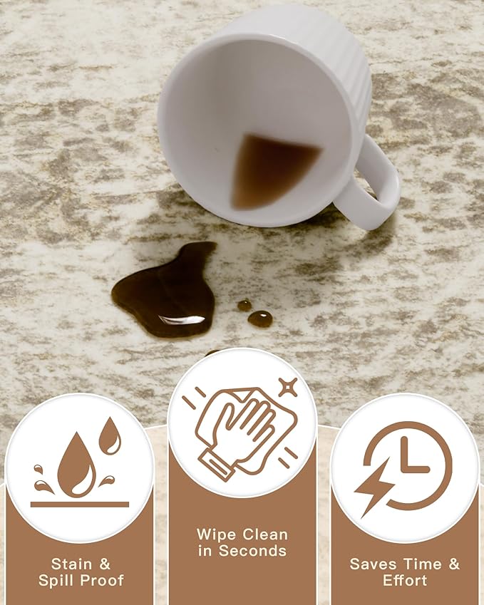 Madane 5x7 Area Rugs for Living Room, Washable Vintage Natural Beige Rug - Image 6