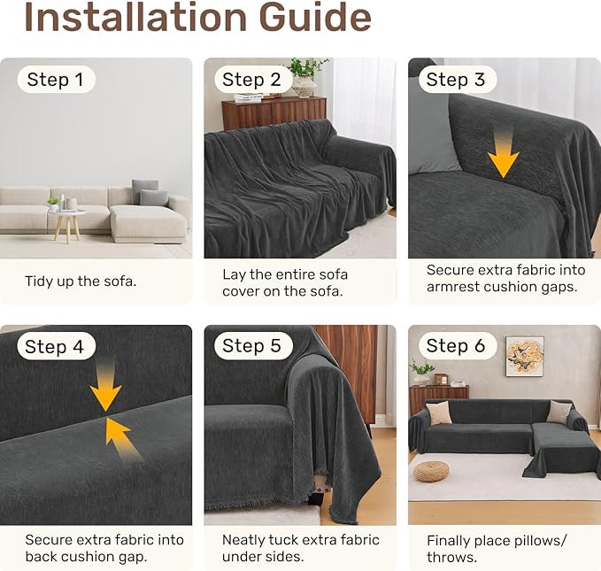 Sectional Couch Covers, 2 Pieces Washable L Shaped Couch Covers Sofa Blanket - Image 7