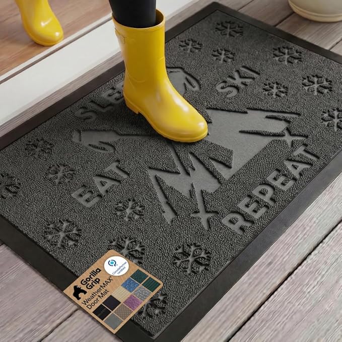 GORILLA GRIP 100% Waterproof All-Season WeatherMAX Doormat 35x23, US Designed by GorillaGrip