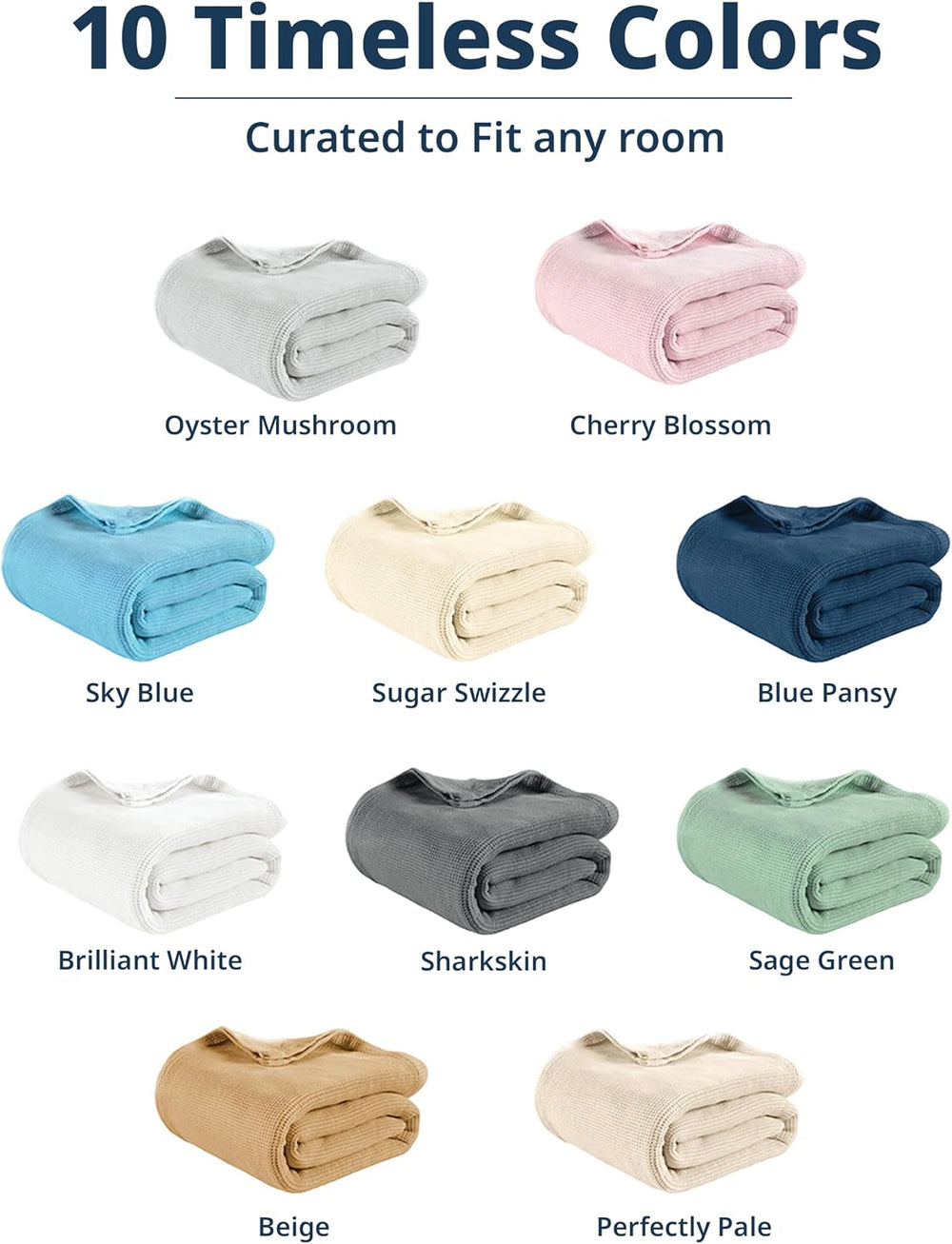 LANE LINEN Queen Blanket for Bed, 100% Cotton Waffle Weave - Cherry Blossom