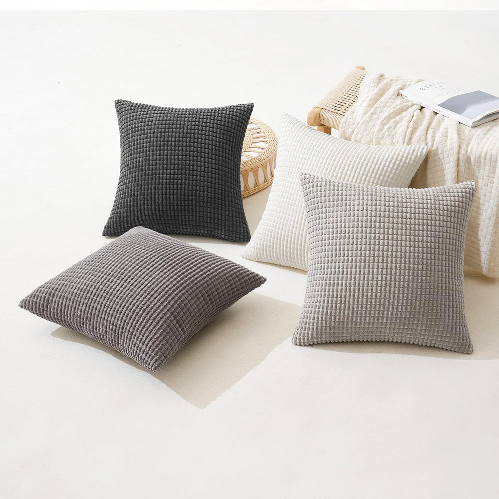 MIULEE Neutral Decorative Euro Pillow Covers 24x24 Set of 4 Modern Grey