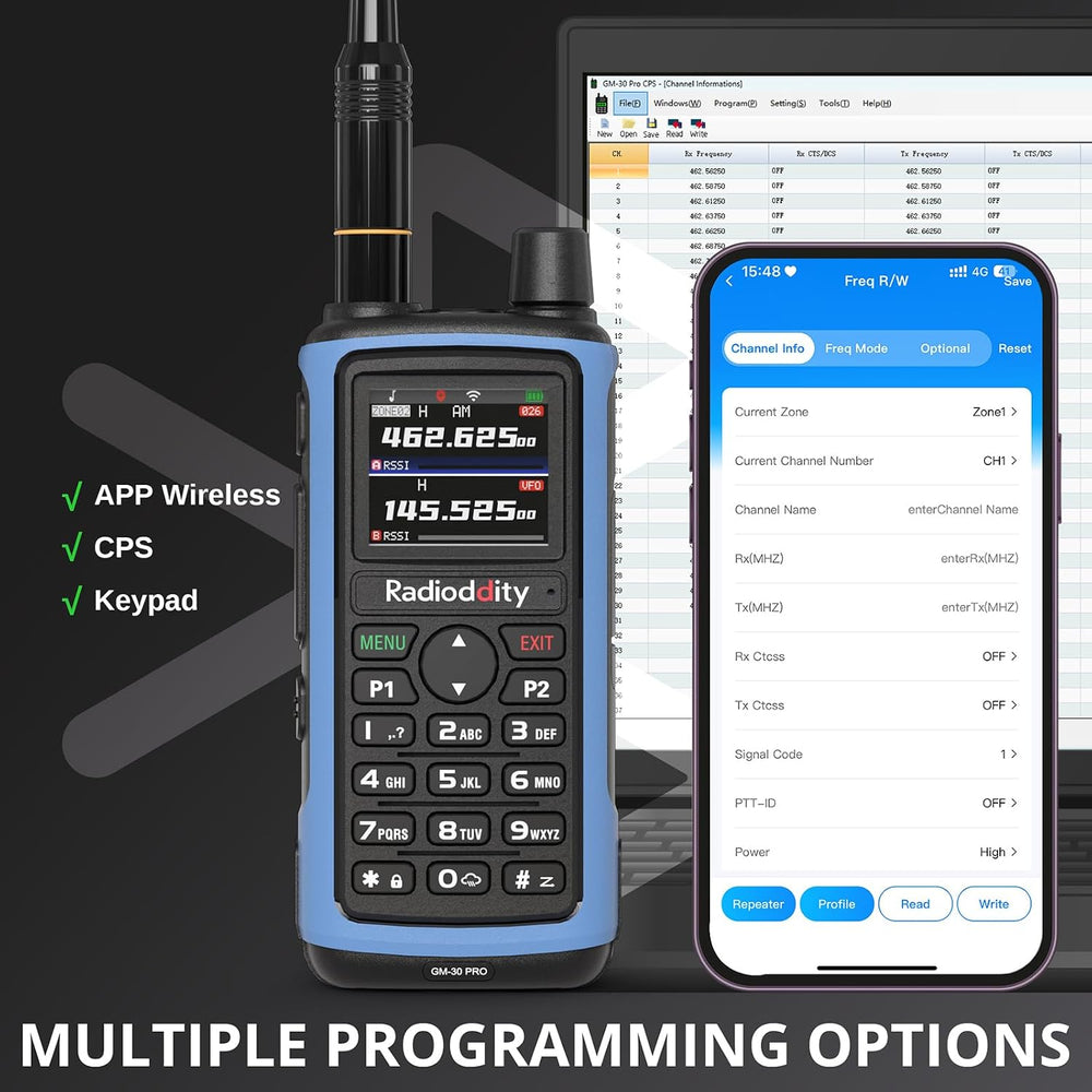 Radioddity GM-30 Pro GMRS Handheld Radio, App Wireless Programming, 1 Pack