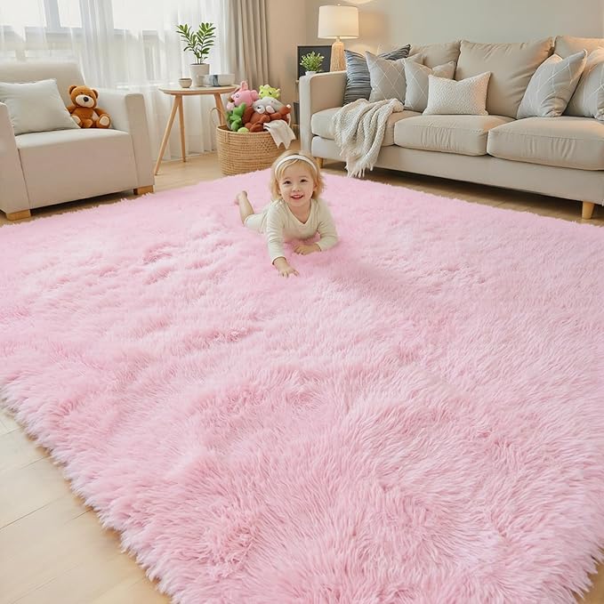 Rugs for Living Room 5x8, Alfombras para Salas Fluffy Shag Large Fuzzy Plush by Junhejiamei