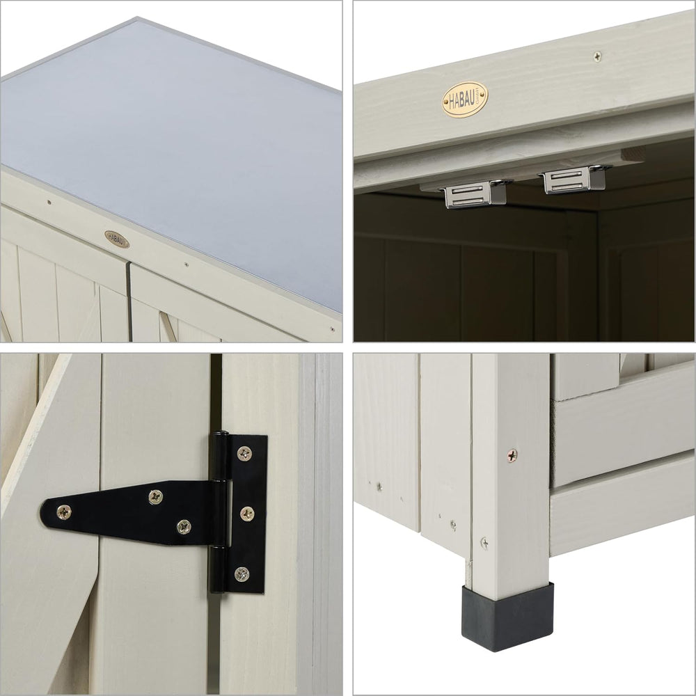 HABAU Outdoor Storage Cabinets Weatherproof for Patio, Garden Work Bench with...
