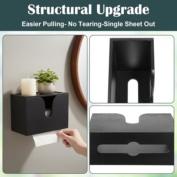 Paper Towel Dispenser Countertop, Wooden Bathroom Paper Towel Holder - Image 4