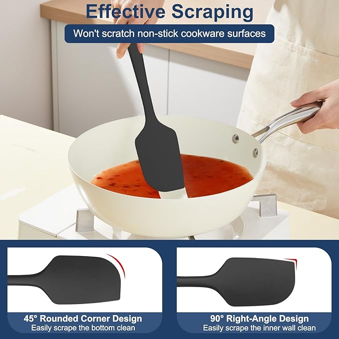 4 Pcs Silicone Spatula Set, 11.4 In, 600°F Heat Resistant Rubber Spatulas - Image 4