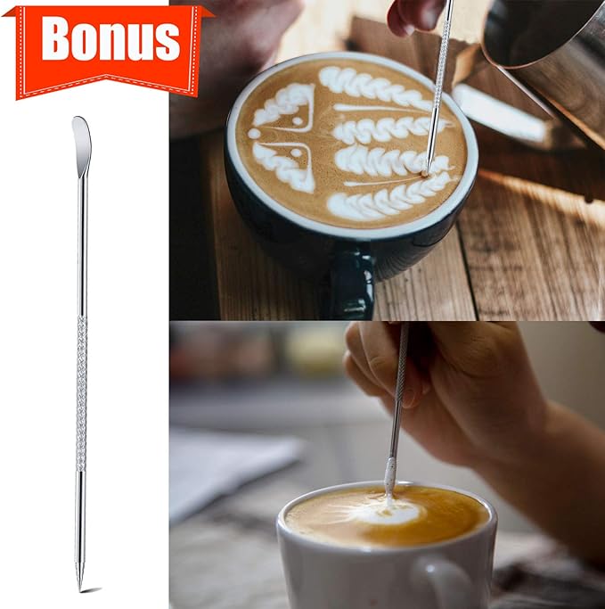 Milk Frothing Pitcher, Thicker Version 12oz Espresso Steaming Pitchers - Image 7