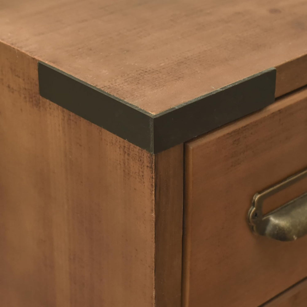 eHemco Antique Style 4-Drawer Storage End Table Side Table with Metal Hairpin...