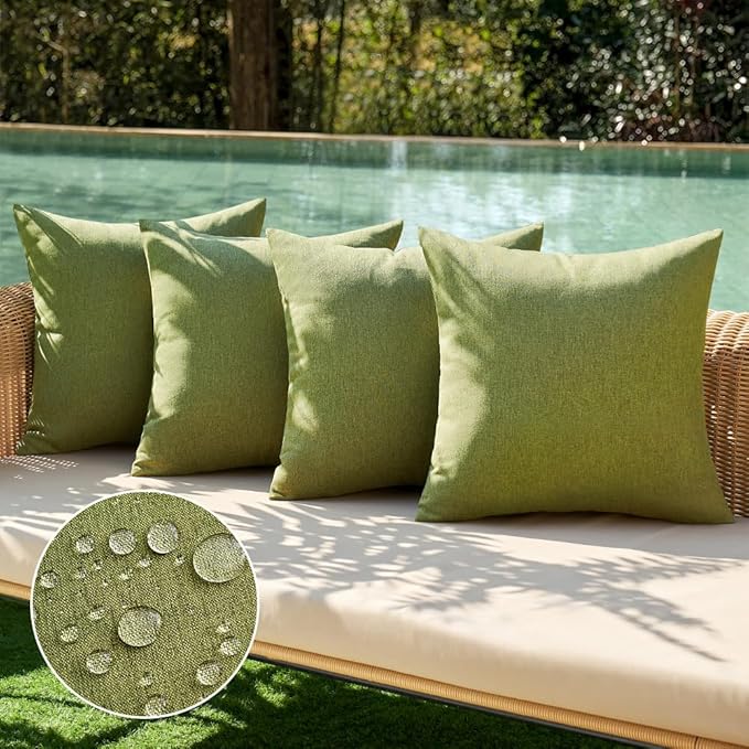 MIULEE Pack of 4 Decorative Solid Waterproof Throw Pillow Covers Linen Garden by MIULEE