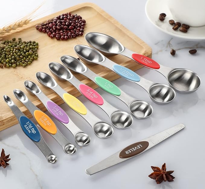 Magnetic Measuring Spoons Set of 9 Dual Sided Stainless Steel Measuring Spoons - Image 3