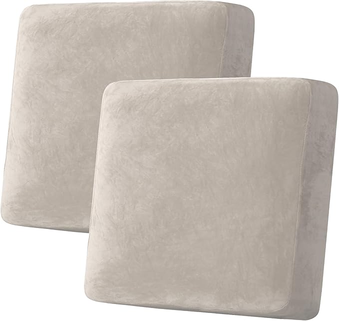 H.VERSAILTEX Velvet Stretch Couch Cushion Cover Plush Cushion Slipcover by HVERSAILTEX
