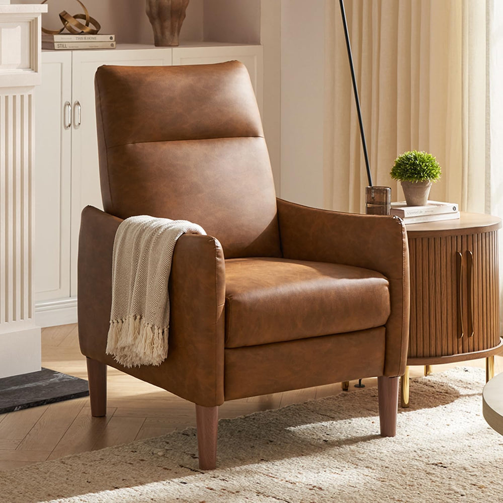 mopio Arthur Recliner, Reading Chair (Pecan Brown Faux Leather)