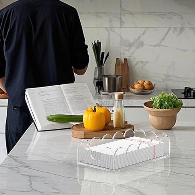 LUGUNU Clear Acrylic Napkin Holder – Scalloped Tray - Image 7