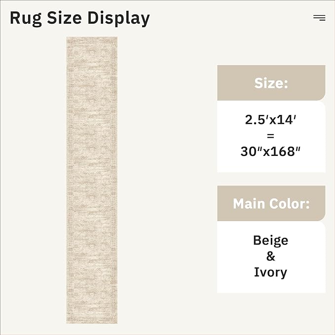 Soalmost Runner Rug 2'6" x 14' Washable Non-Slip Runner Rugs - Image 4