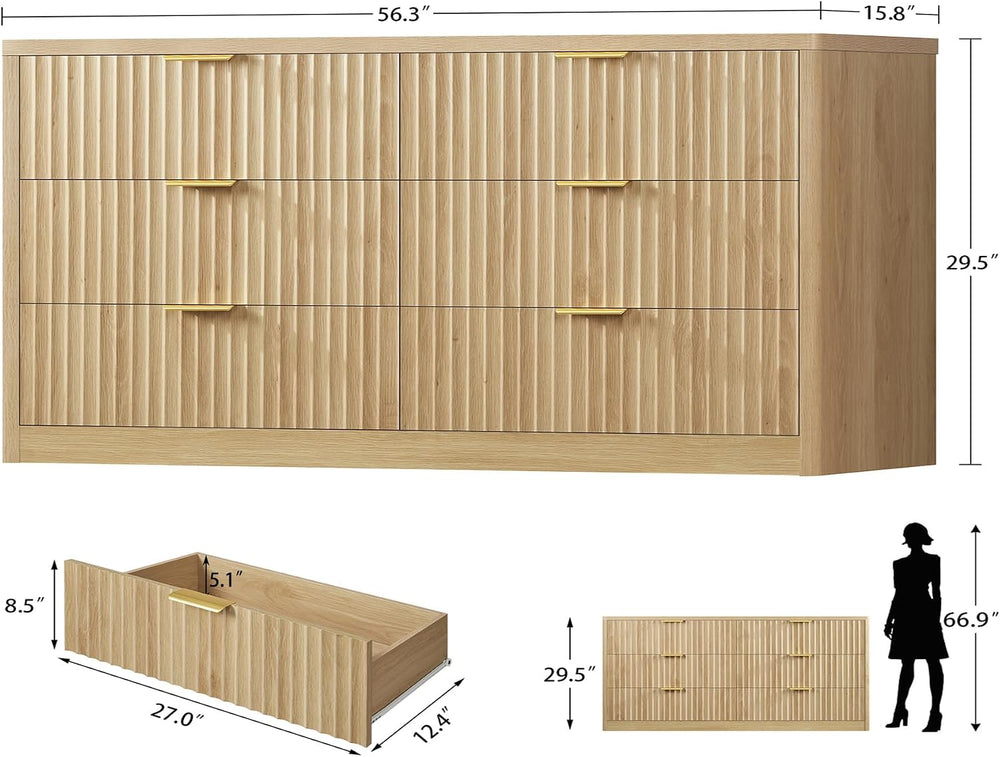 TEENFON 56.3'' Dresser for Bedroom with 6 Drawers, Dressers & Che...