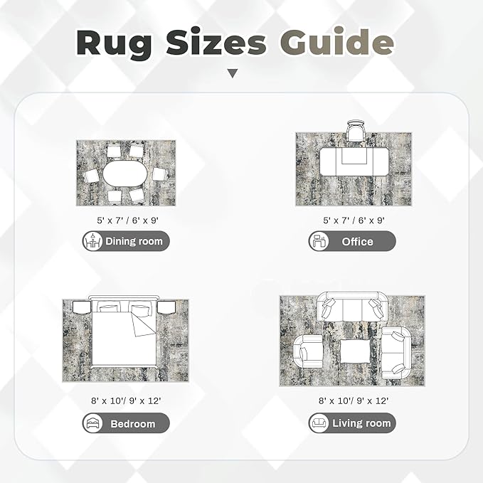 Area Rugs 6x9 for Living Room: Washable Rug Modern Abstract Neutral Soft - Image 8