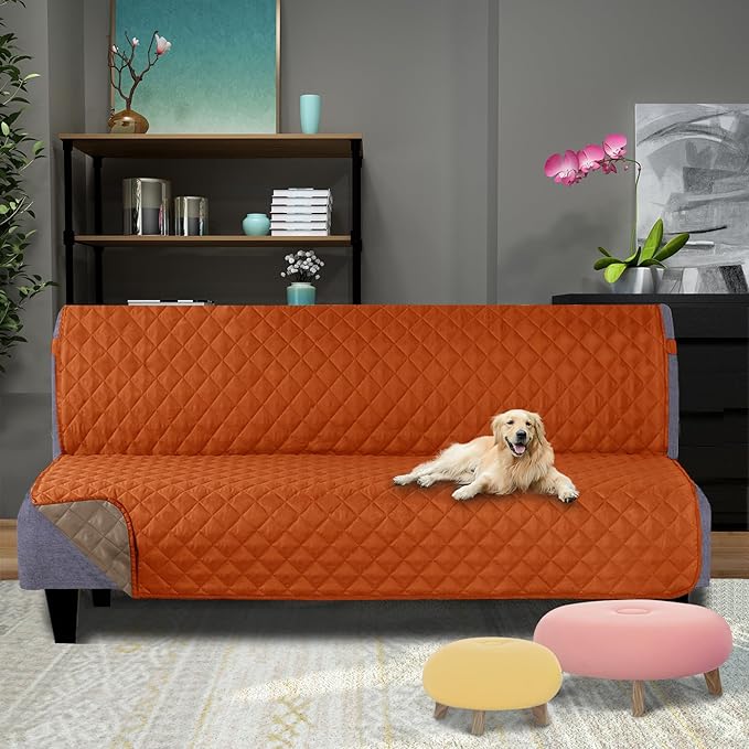U-NICE HOME Reversible Futon Cover Sofa Slipcover Armless Furniture Protector - Image 2